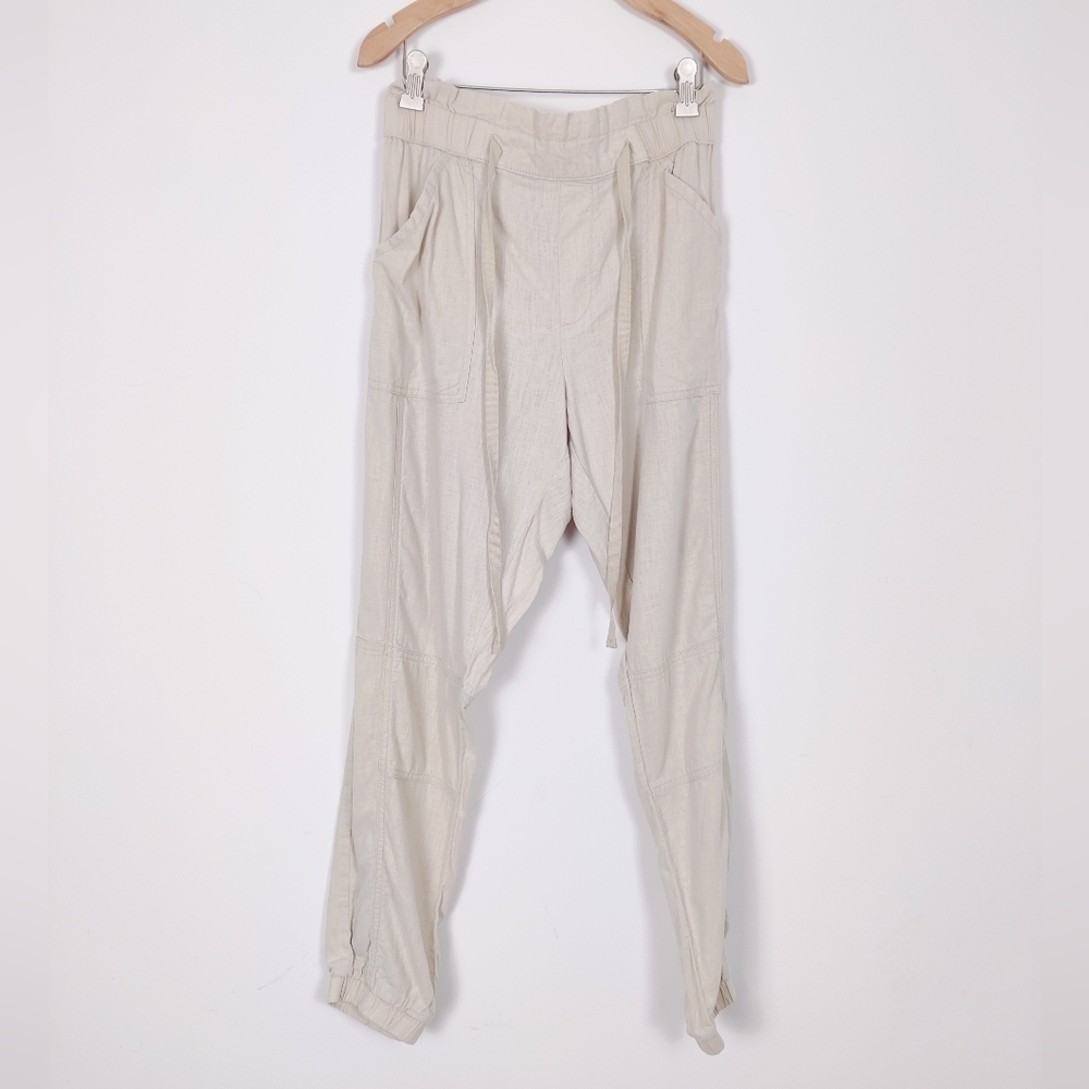 Buffalo David Button Women's Pull-on Cargo Pants Size Small Linen Gorpcore